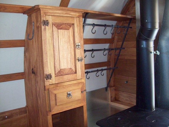 41. Cabinet with forged pot rack/hooks