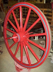66. Newly Painted Chuckwagon wheel with pinstriping