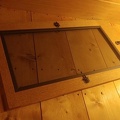 144. Wood framed door screen for top dutch door