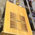 157. table with backgammon board routered into and stained