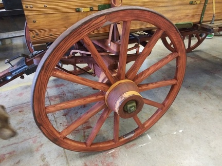 farm wagon - view of new wheel